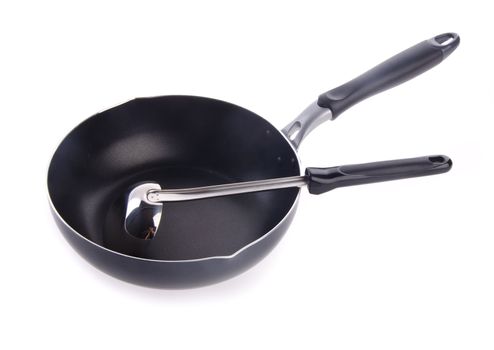 pan, metal frying pan, on a white background