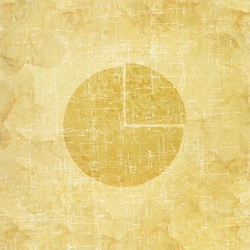 Pie chart icon on old paper background and textured