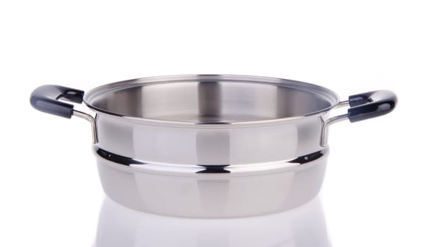 pot, Stainless steel pot on white background