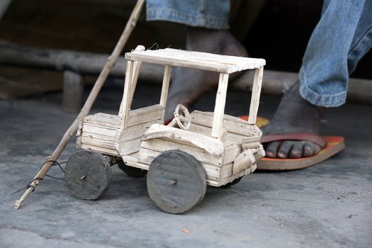 A boy's toy - homemade. In Congo children show much talent to produce their own toys from available materials.