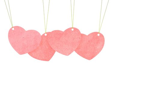 Recycle paper Valentine heart  hanging labels.