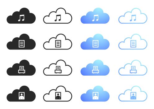 Cloud Computing Icons - Sixteen Illustrations