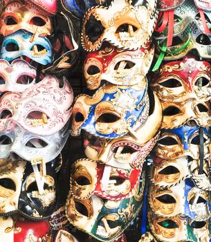 Carnival colorful masks detail close up view