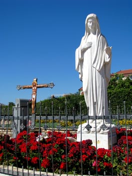 The marble statue of Our Lady Queen of Peace in Medjugorje, Bosnia - Herzegovina.