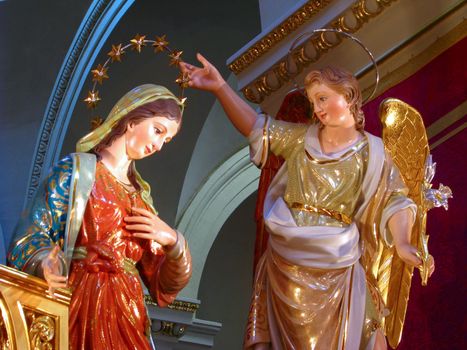 A detail of the statue representing The Annunciation of Our Lord in Tarxien, Malta.