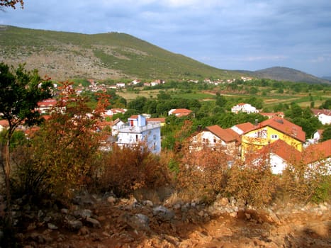 Krizevac Mountain as seen from apparition Hill in Medjugorje, Bosnia - Herzegovina.