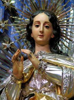A detail of the statue of the Immaculate Conception in the church of Cospicua, Malta.