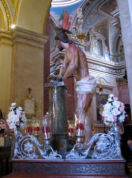 The statue representing the scourging of Jesus at the pillar in Vittoriosa, Malta.