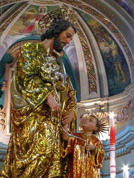 A detail of the statue of Saint Joseph in Ghaxaq, Malta.