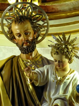 A detail of the statue of Saint Joseph in Marsa, Malta.