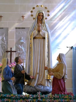 The statue of Our Lady of Fatima venerated in the parish church of Gwardamangia, Malta.