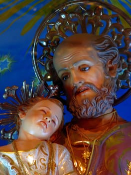 A detail of the statue of Saint Joseph in Zebbug, Malta.