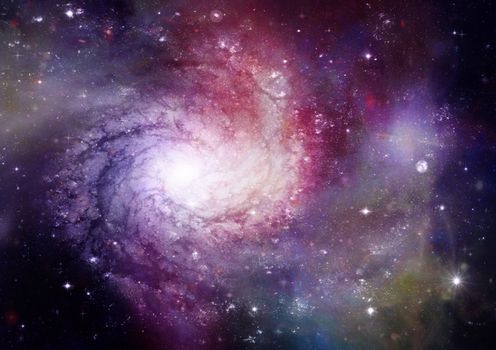 Stars and spiral galaxy in a free space