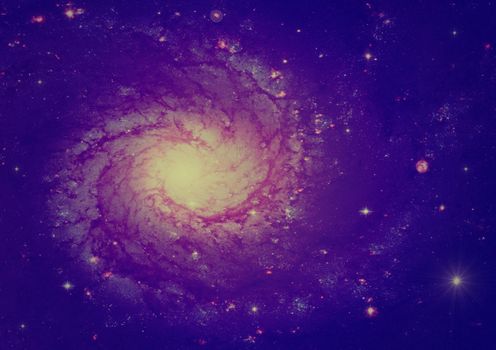 Stars and spiral galaxy in a free space