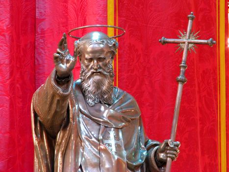 A detail of the silver statue of Saint Philip in Zebbug, Malta.