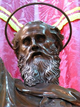 A detail of the silver statue of Saint Philip in Zebbug, Malta.