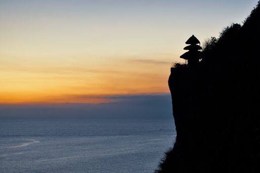 Uluwatu temple sunset landscape view, Bali, Indonesia