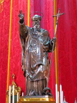 The silver statue of Saint Philip in Zebbug, Malta.