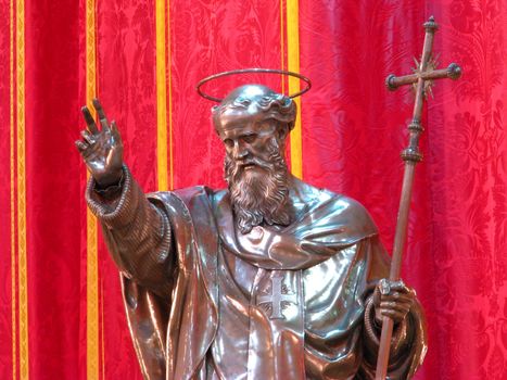A detail of the silver statue of Saint Philip in Zebbug, Malta.