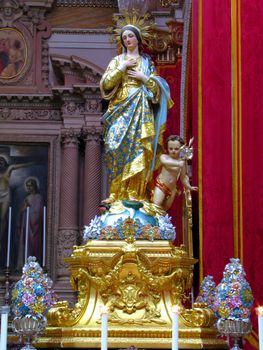 The statue of Our Lady of The Lilies in Maqbba, Malta.