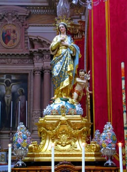 The statue of Our Lady of The Lilies in Maqbba, Malta.