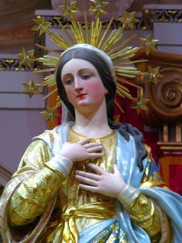 A detail of the statue of Our Lady of The Lilies in Maqbba, Malta.