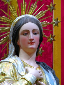 A detail of the statue of Our Lady of The Lilies in Maqbba, Malta.