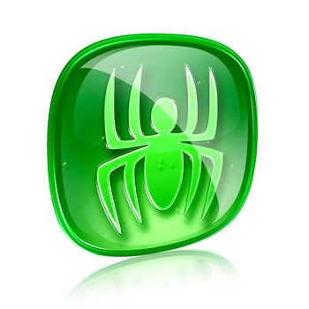 Virus icon green glass, isolated on white background.