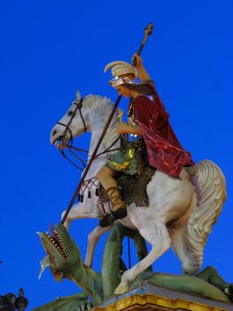 A papier mache statue of Saint George in  Qormi, Malta.