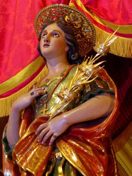 A detail of the statue of Saint George in the parish church of Qormi, Malta.