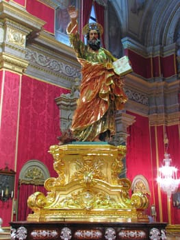 The statue of Saint Paul displayed in the parish church of Rabat, Malta.