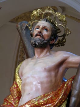 A detail of the statue of Saint Andrew in Luqa, Malta.