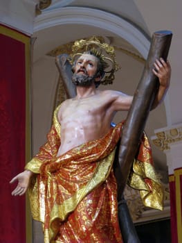 A detail of the statue of Saint Andrew in Luqa, Malta.