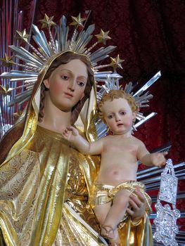 A detail of the statue of Our Lady of Mount Carmel in Gzira, Malta.