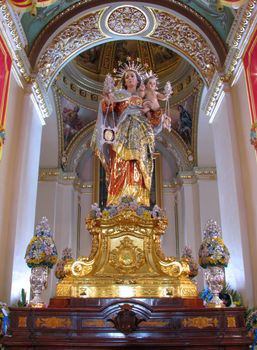 The statue of Our Lady of Mount Carmel in Zurrieq, Malta.