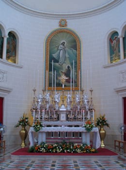 The altar of Our Lady of Lourdes in San Gwann, Malta.