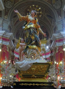 The statue of The Assumption of the Blessed Virgin Mary, at Ghaxaq, Malta.