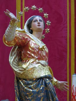 A detail of the statue of The Assumption of the Blessed Virgin Mary, at Mqabba, Malta.