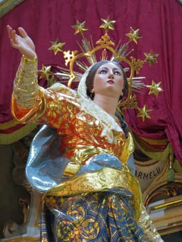 A detail of the statue of The Assumption of the Blessed Virgin Mary, at Ghaxaq, Malta.