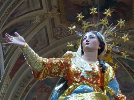 A detail of the statue of The Assumption of the Blessed Virgin Mary, at Ghaxaq, Malta.