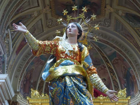 A detail of the statue of The Assumption of the Blessed Virgin Mary, at Ghaxaq, Malta.