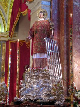 The statue of Saint Lawrence in Vittoriosa, Malta.