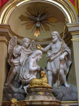 A group of statues depicting in the parish church of Gharghur, Malta.