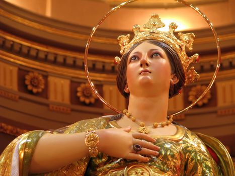 A detail of the statue of Saint Catherine of Alexandria in Zurrieq, Malta.