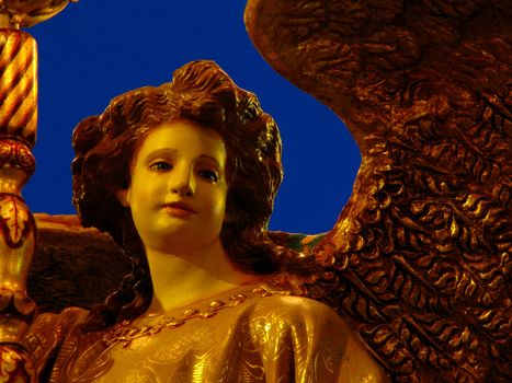 A detail of a papier mache angel on display for the occasion of the feast of Saint George in Qormi, Malta.
