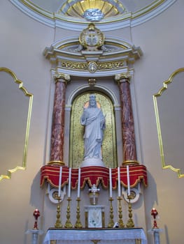 A marble statue of Christ The King in Paola, Malta.