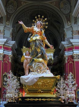 The statue of The Assumption of the Blessed Virgin Mary, at Ghaxaq, Malta.