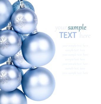 Christmas balls / ornaments, on a white background with copy space