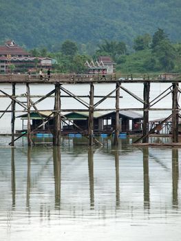 Thailand Floating Town in Sangklaburi Kanchanaburi Thailand