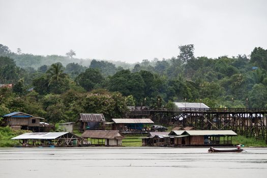 Thailand Floating Town in Sangklaburi Kanchanaburi Thailand